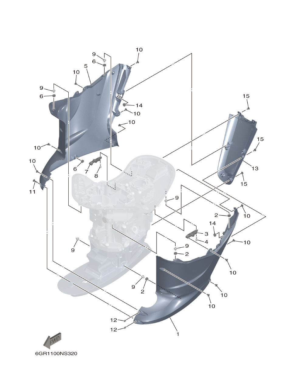 Yamaha XF425NSA2, XF425NSA7 BOTTOM COWLING 4 parts diagram